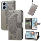 For Motorola Moto G24 Power Butterfly Love Flower Embossed Leather Phone Case(Gray) - 1