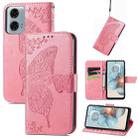 For Motorola Moto G24 Power Butterfly Love Flower Embossed Leather Phone Case(Pink) - 1