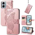 For Motorola Moto G24 Power Butterfly Love Flower Embossed Leather Phone Case(Rose Pink) - 1