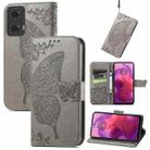 For Motorola Moto G24 Butterfly Love Flower Embossed Leather Phone Case(Gray) - 1