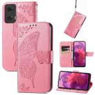 For Motorola Moto G24 Butterfly Love Flower Embossed Leather Phone Case(Pink) - 1