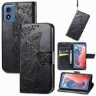 For Motorola Moto G  Play  2024 Butterfly Love Flower Embossed Leather Phone Case(Black) - 1