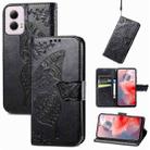 For Motorola Moto G Power 2024 Butterfly Love Flower Embossed Leather Phone Case(Black) - 1