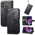 For Motorola Moto G Stylus 5G 2024 Butterfly Love Flower Embossed Leather Phone Case(Black) - 1