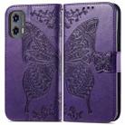 For Motorola Moto G Stylus 5G 2024 Butterfly Love Flower Embossed Leather Phone Case(Dark Purple) - 2