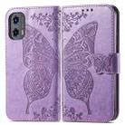 For Motorola Moto G Stylus 5G 2024 Butterfly Love Flower Embossed Leather Phone Case(Light Purple) - 2