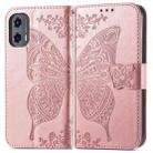 For Motorola Moto G Stylus 5G 2024 Butterfly Love Flower Embossed Leather Phone Case(Rose Pink) - 2