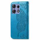 For Motorola Edge 50 Pro Butterfly Love Flower Embossed Leather Phone Case(Blue) - 3