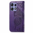 For Motorola Edge 50 Pro Butterfly Love Flower Embossed Leather Phone Case(Dark Purple) - 3