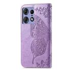 For Motorola Edge 50 Pro Butterfly Love Flower Embossed Leather Phone Case(Light Purple) - 3