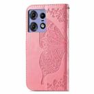 For Motorola Edge 50 Pro Butterfly Love Flower Embossed Leather Phone Case(Pink) - 3