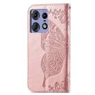 For Motorola Edge 50 Pro Butterfly Love Flower Embossed Leather Phone Case(Rose Pink) - 3
