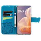 For Motorola Moto G85 Butterfly Love Flower Embossed Leather Phone Case(Blue) - 3