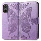 For Motorola Moto G85 Butterfly Love Flower Embossed Leather Phone Case(Light Purple) - 2