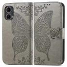 For Motorola Moto G85 Butterfly Love Flower Embossed Leather Phone Case(Gray) - 2