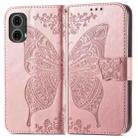 For Motorola Moto G85 Butterfly Love Flower Embossed Leather Phone Case(Rose Pink) - 2