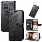 For Motorola  Edge 50 Neo Butterfly Love Flower Embossed Leather Phone Case(Black) - 1