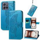 For Motorola  Edge 50 Neo Butterfly Love Flower Embossed Leather Phone Case(Blue) - 1