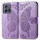 For Motorola  Edge 50 Neo Butterfly Love Flower Embossed Leather Phone Case(Light Purple) - 2