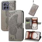 For Motorola  Edge 50 Neo Butterfly Love Flower Embossed Leather Phone Case(Gray) - 1