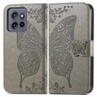 For Motorola  Edge 50 Neo Butterfly Love Flower Embossed Leather Phone Case(Gray) - 2