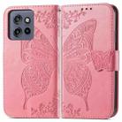 For Motorola  Edge 50 Neo Butterfly Love Flower Embossed Leather Phone Case(Pink) - 2