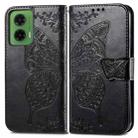 For Motorola Moto G35 Butterfly Love Flower Embossed Leather Phone Case(Black) - 2