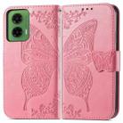 For Motorola Moto G35 Butterfly Love Flower Embossed Leather Phone Case(Pink) - 2