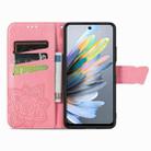 For Motorola Moto G35 Butterfly Love Flower Embossed Leather Phone Case(Pink) - 3