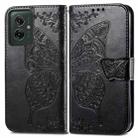 For Motorola Moto G55 Butterfly Love Flower Embossed Leather Phone Case(Black) - 2