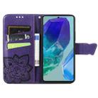 For Motorola Moto G55 Butterfly Love Flower Embossed Leather Phone Case(Dark Purple) - 3
