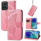 For Motorola Moto G55 Butterfly Love Flower Embossed Leather Phone Case(Pink) - 1