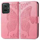 For Motorola Moto G55 Butterfly Love Flower Embossed Leather Phone Case(Pink) - 2