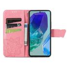 For Motorola Moto G55 Butterfly Love Flower Embossed Leather Phone Case(Pink) - 3