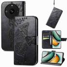 For Realme 11 Pro Butterfly Love Flower Embossed Leather Phone Case(Black) - 1
