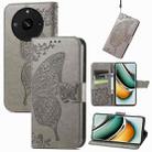 For Realme 11 Pro Butterfly Love Flower Embossed Leather Phone Case(Gray) - 1