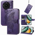 For Realme 11 Pro Butterfly Love Flower Embossed Leather Phone Case(Dark Purple) - 1