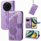 For Realme 11 Pro Butterfly Love Flower Embossed Leather Phone Case(Light Purple) - 1