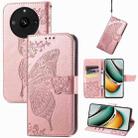 For Realme 11 Pro Butterfly Love Flower Embossed Leather Phone Case(Rose Gold) - 1