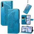 For Honor 30i Butterfly Love Flower Embossed Leather Phone Case(Blue) - 1