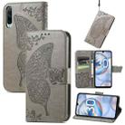 For Honor 30i Butterfly Love Flower Embossed Leather Phone Case(Gray) - 1