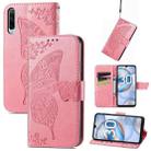 For Honor 30i Butterfly Love Flower Embossed Leather Phone Case(Pink) - 1