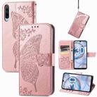 For Honor 30i Butterfly Love Flower Embossed Leather Phone Case(Rose Gold) - 1