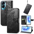 For Honor 90 Lite Butterfly Love Flower Embossed Leather Phone Case(Black) - 1