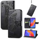 For Honor 8A Butterfly Love Flower Embossed Leather Phone Case(Black) - 1