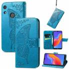 For Honor 8A Butterfly Love Flower Embossed Leather Phone Case(Blue) - 1