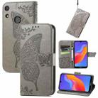 For Honor 8A Butterfly Love Flower Embossed Leather Phone Case(Gray) - 1