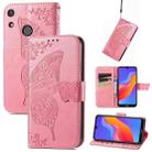 For Honor 8A Butterfly Love Flower Embossed Leather Phone Case(Pink) - 1