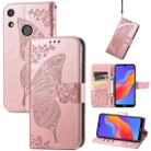 For Honor 8A Butterfly Love Flower Embossed Leather Phone Case(Rose Gold) - 1