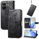 For Honor Play 7T Pro Butterfly Love Flower Embossed Leather Phone Case(Black) - 1